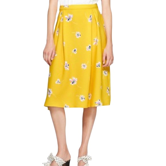 Who What Wear Dresses & Skirts - Who What Wear Birdcage Floral Pleated Midi Yellow Skirt - Sz. 6